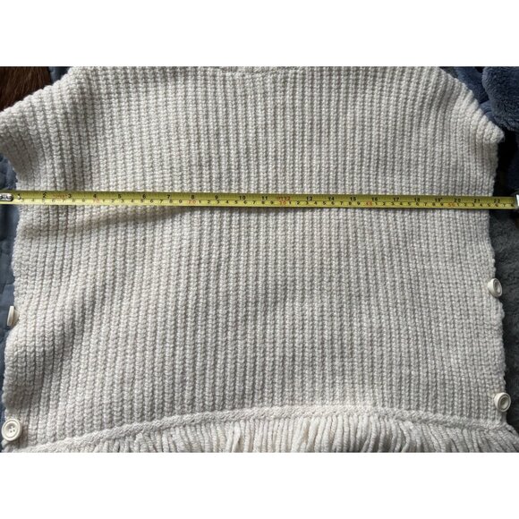 Anthropologie Oversized Sweater Vest Fringed Mock Neck Cape Size Small - Picture 7 of 8